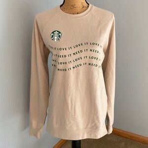 Starbucks Beige Crewneck Sweatshirt with Green Logo